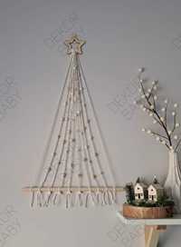 Choinka sznurkowa boho na ścianę ze sznurka ozdoba dekoracja świąteczn