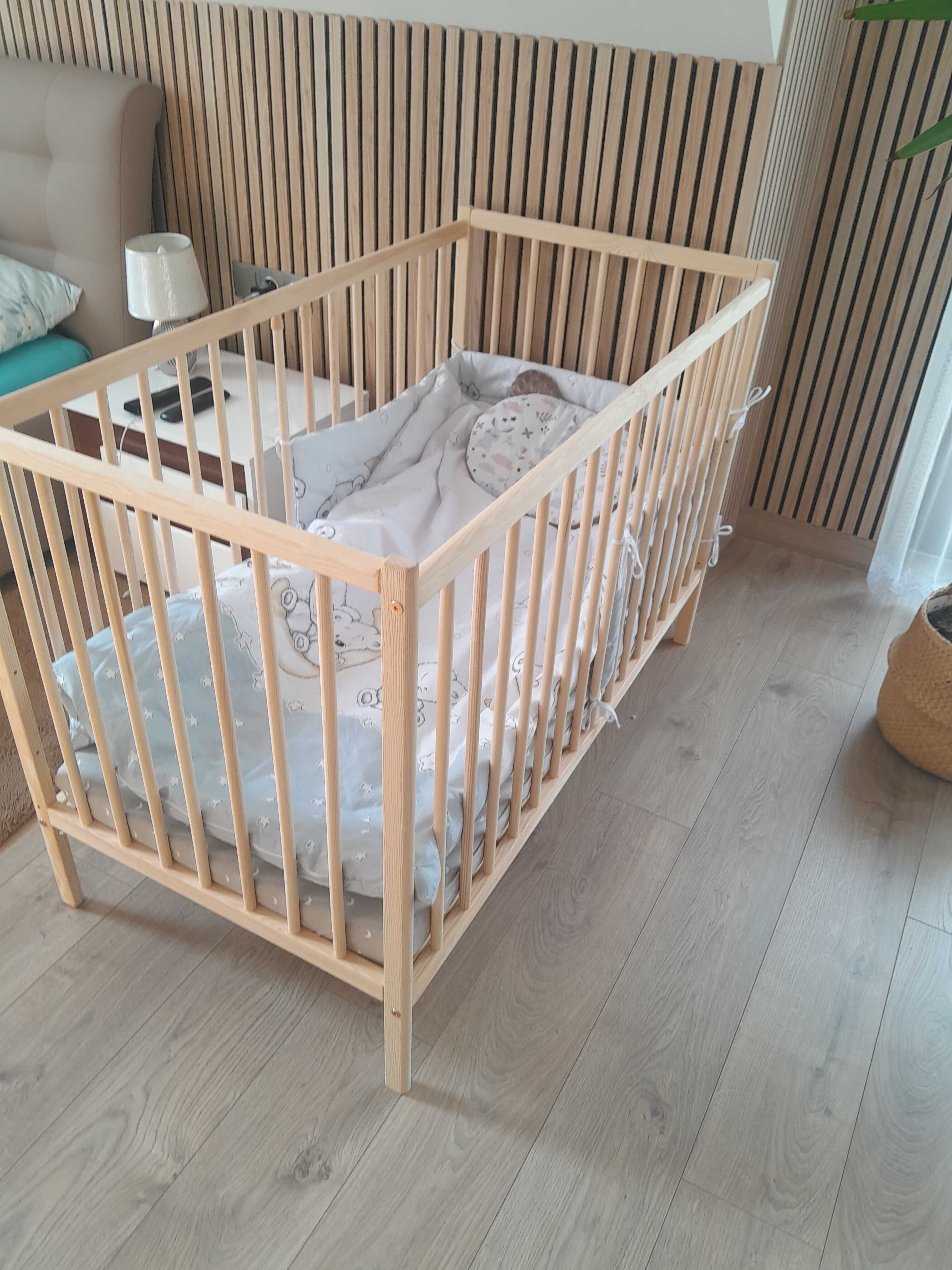 NOWE Łożeczko drewniane z dostawką120X60 NATURALNE 2w1