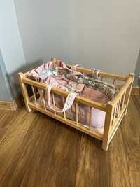 Łóżeczko drewniane kołyska dla lalki plus nosidełko
