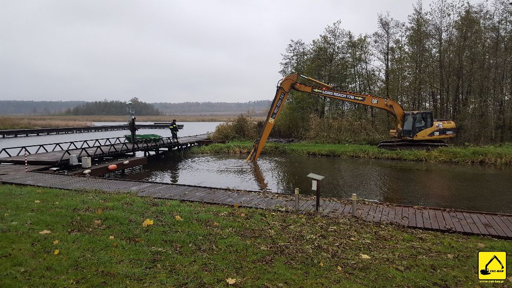 Kopanie i odmulanie stawów, wynajem koparki long reach MAZOWIECKIE