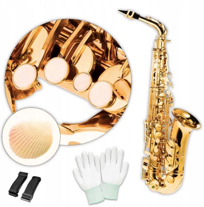 Saksofon altowy mosiężny saxofon ZESTAW + dodatki