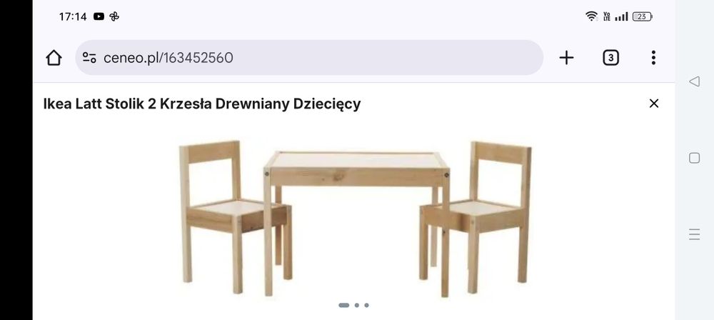 Stolik i 2 krzesełka zestaw z Ikea latt