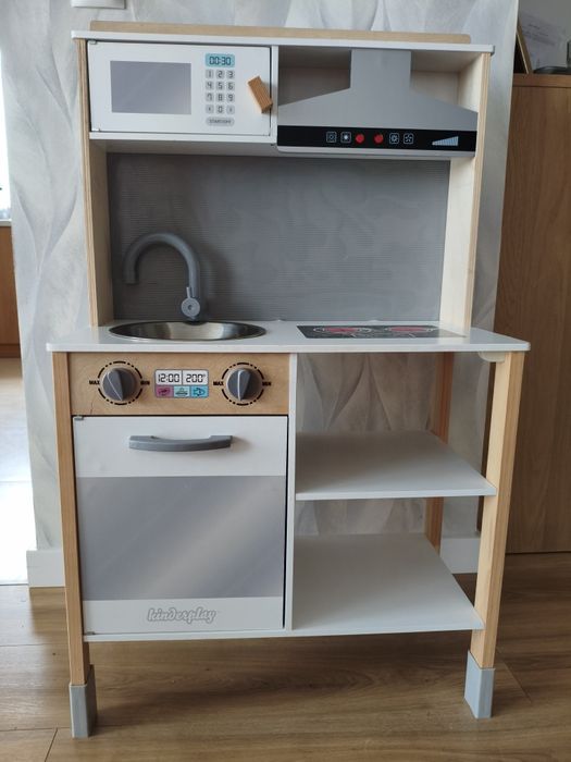 Drewniana Kuchnia dla dzieci Kinderplay zlew okap dźwięk