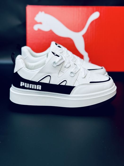 Осенние кросовки Пума белые на толстой подошве / красовки Puma