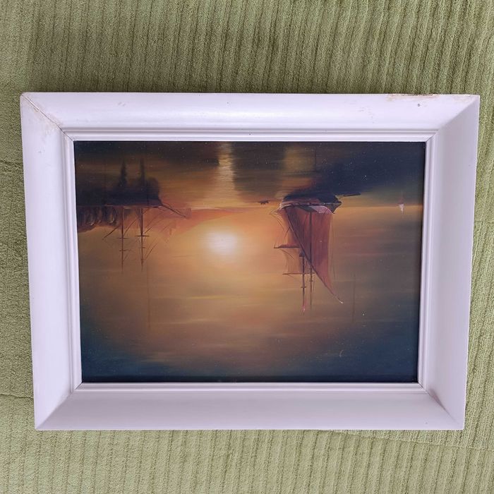 obraz olejny z żaglowcem