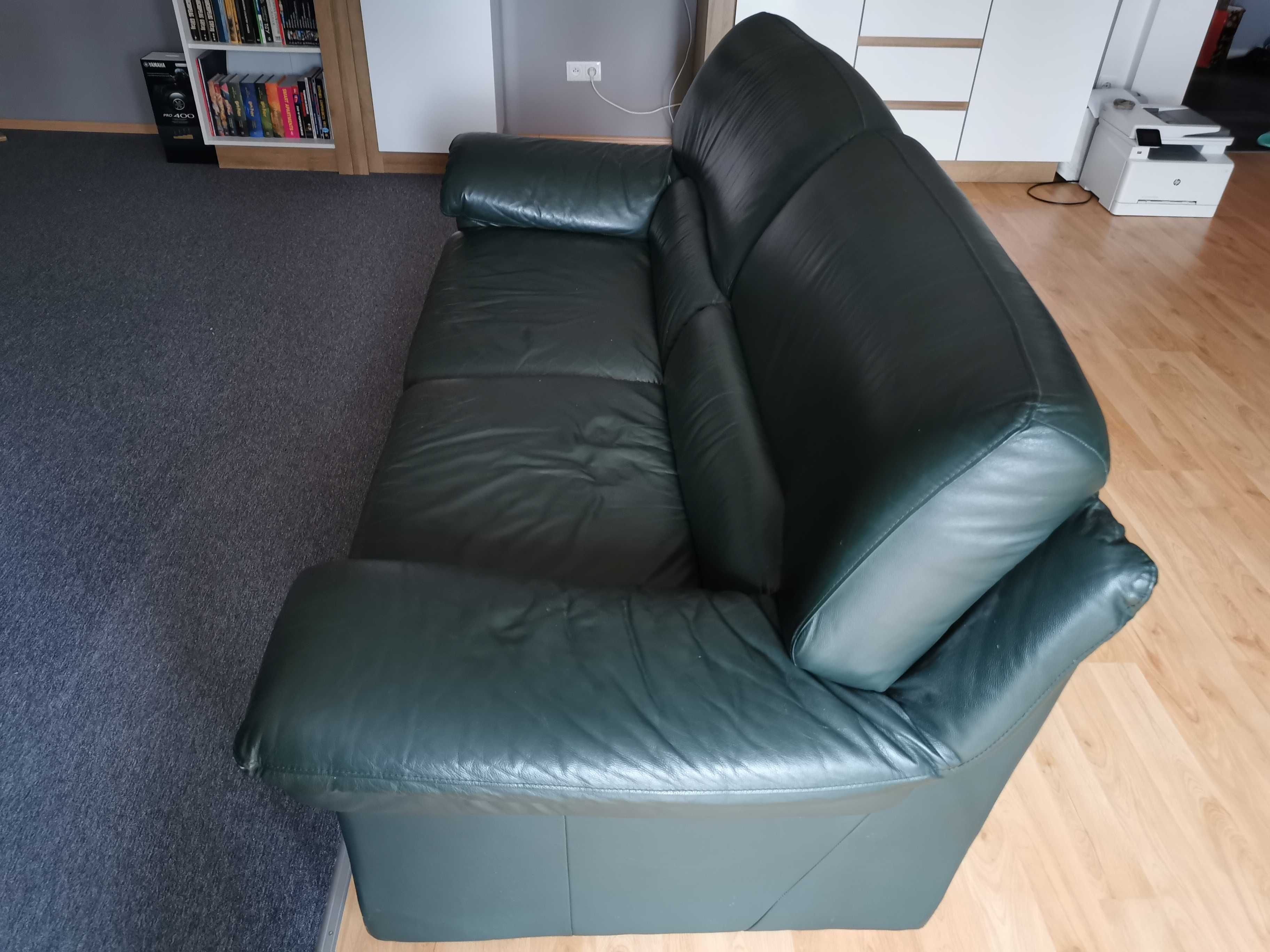 Skórzany wypoczynek kanapa + fotel w dobrym stanie