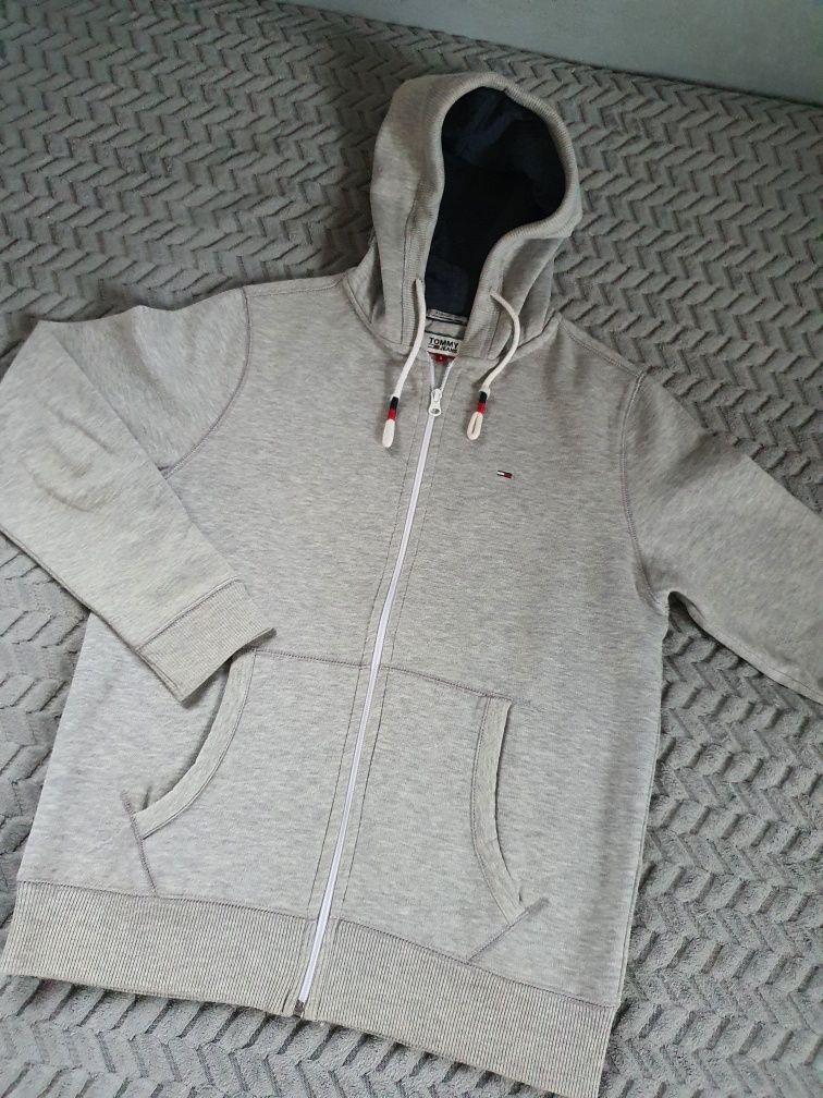 Bluza Tommy Hilfiger tommy jeans na zamek zip hoodie z kapturem szara