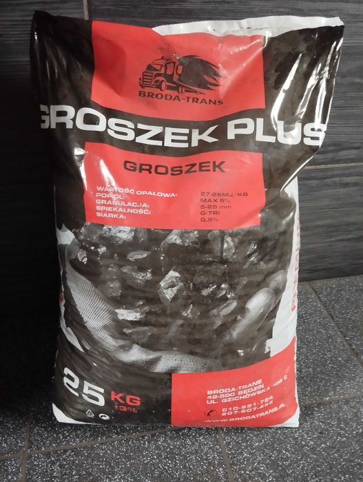 Węgiel Ekogroszek Polska kaloryczność 28MJ w workach
