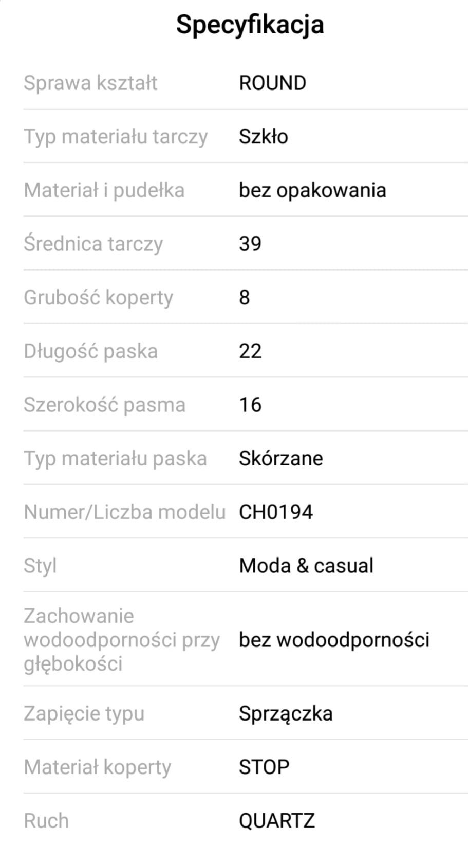 Zestaw 6 sztuk delikatny zegarek kwarcowy