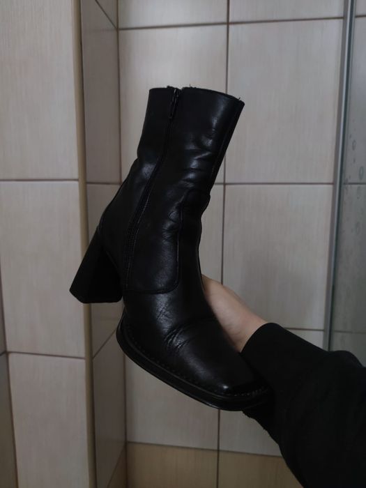 Damskie 37 obuwie buty kozaki Joe Sanchez kwadratowe skórzane botki sz