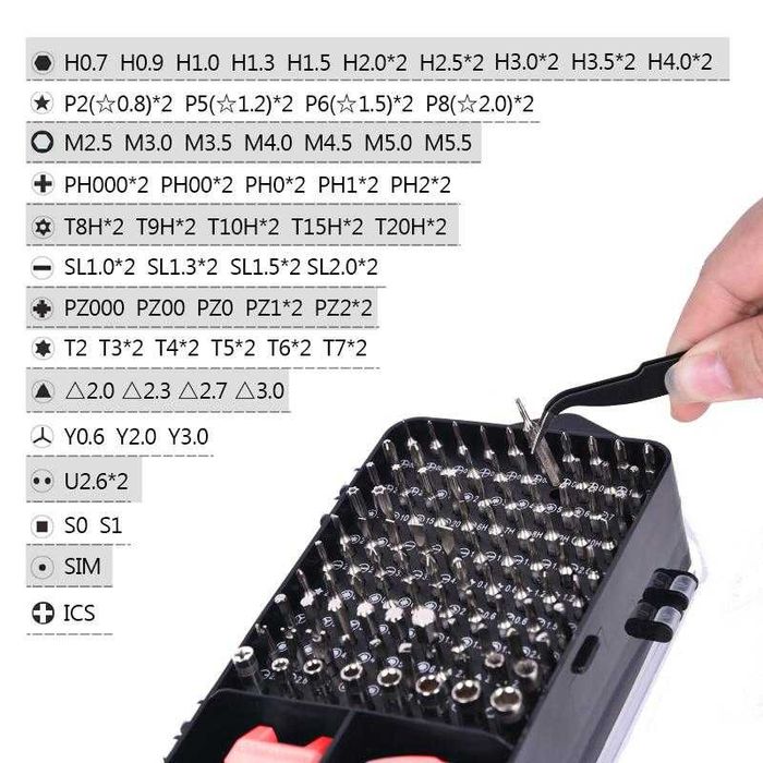Набір викруток 115в1 для ремонту телефонів і ноутбуків у кейсі