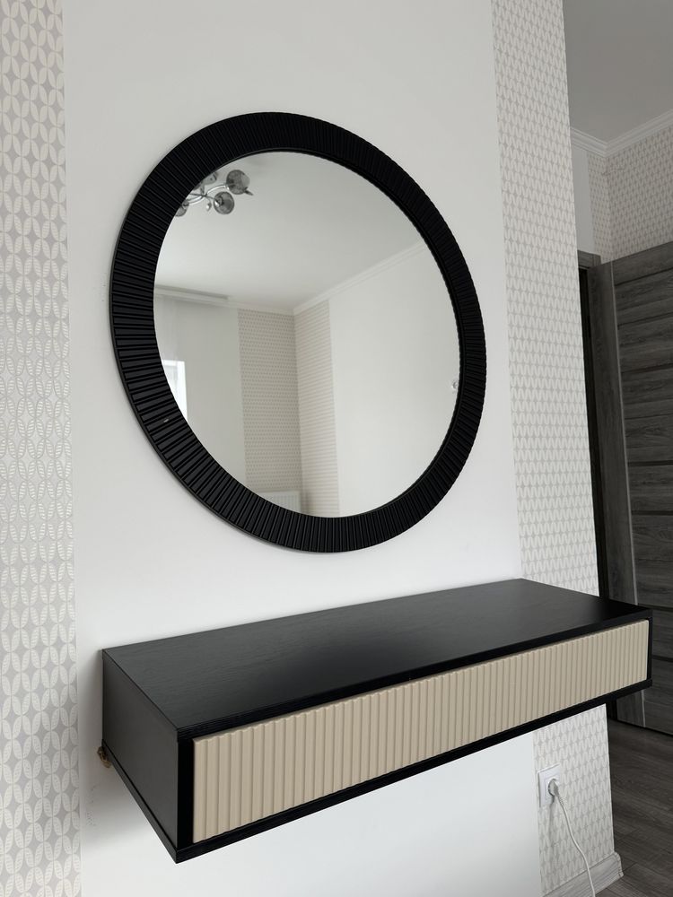 Туалетний столик із дзеркалом Fenster Оскар 2 Капучино/Чорний
