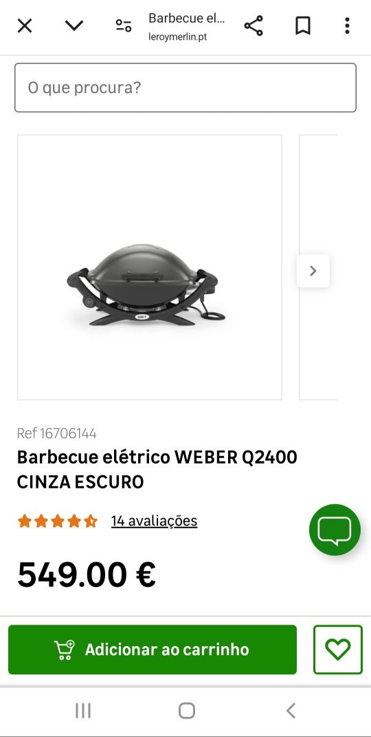 BBQ Weber - grelhador electrico 2400 W