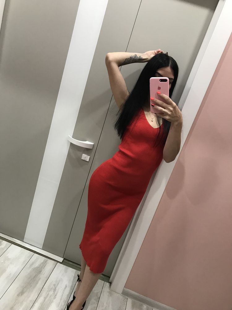 Платье , красное платье ( утяжка )