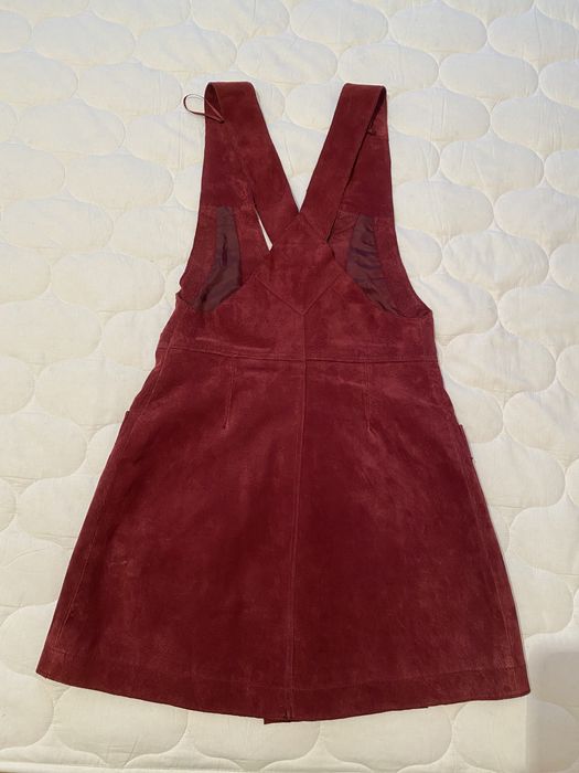 Замшевий сарафан бордового кольору