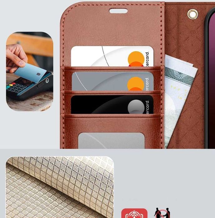 Ocase etui skórzane magsafe iPhone 16 Pro z klapką ciemny brąz 2w1