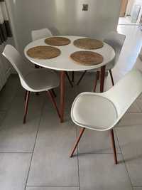Zestaw stół + 4 krzesła jysk Jegind Kastrup białe
