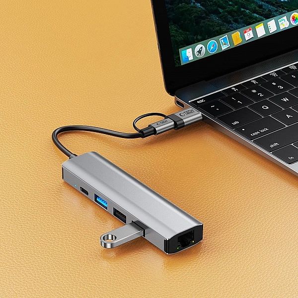 Tech-Protect Hb03 Hub Adapter 5In1 Type-C + Usb2.0 + Usb3.0 + Rj45 Spa
