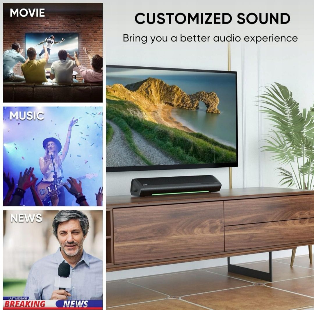 Saiyin Soundbar głośnik TV, Bluetooth, AUX 2x20W