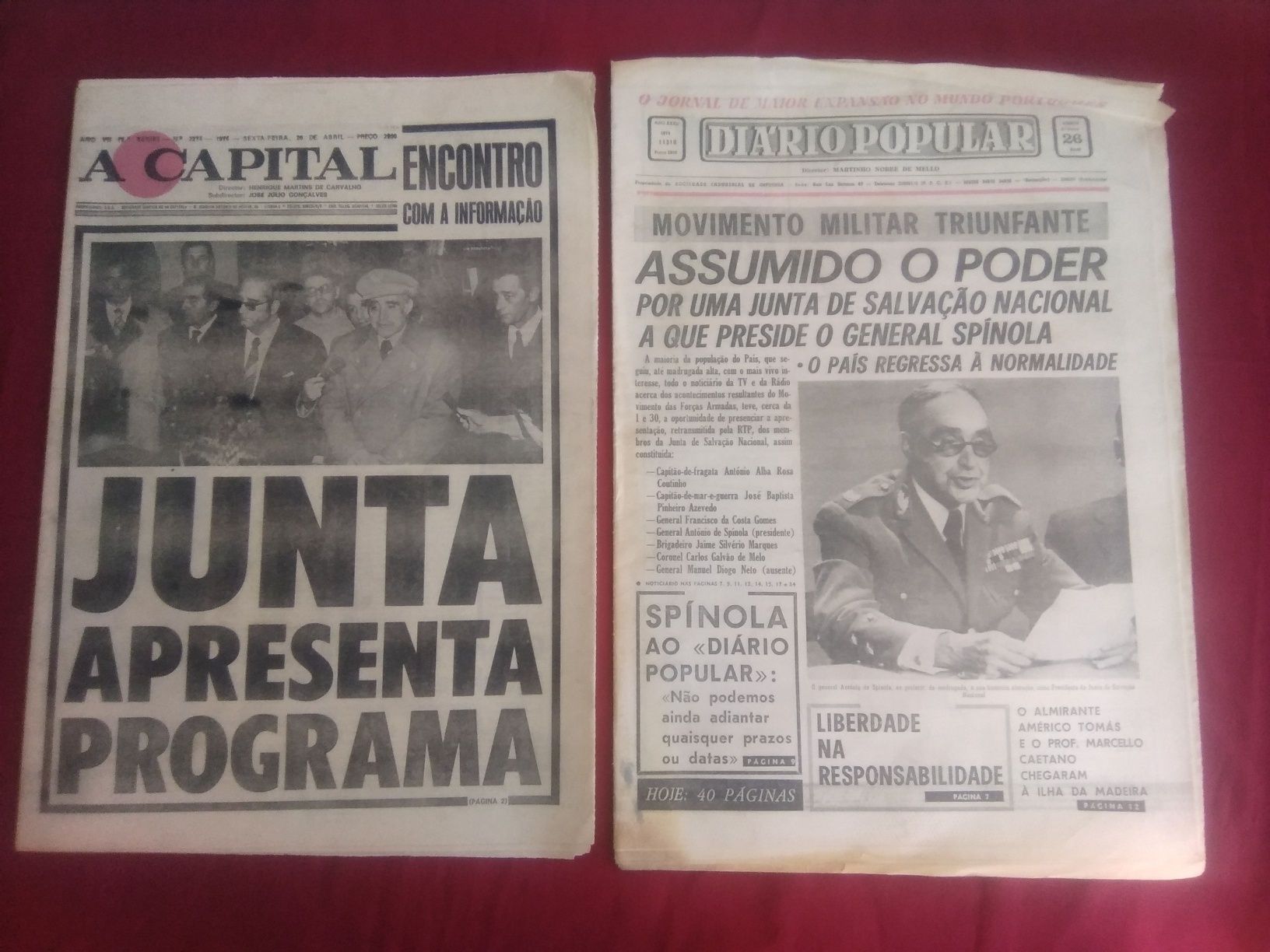 14 jornais 25 de Abril até 30 de Abril 1974.