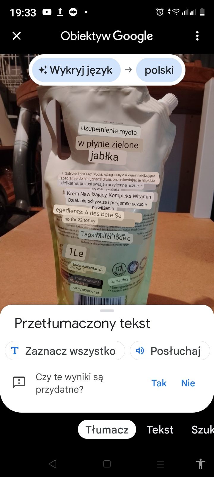 Mydło w płynie zielone jabłko 1L