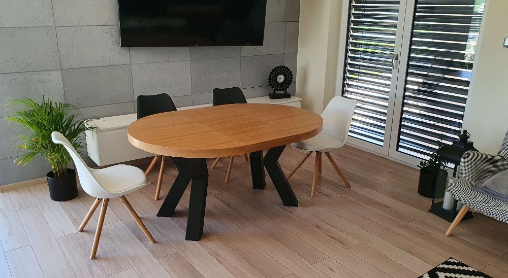 Nowoczesny stół dębowy okrągły rozkładany Loft 3 Dostępny od ręki  !!!