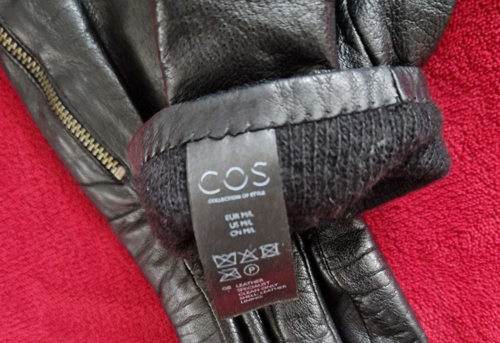 skórzane rękawiczki xs s  COS skóra naturalna zip zamki  bdb