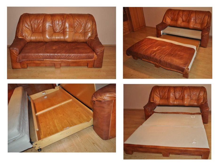 KOMPLET KLER (3+2+1) skóra nat. rzeźbiony dąb!