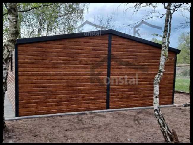 garaż blaszany 6x5 dwuspad EXTRALINE v4 - Blachodachówka - rynny okna