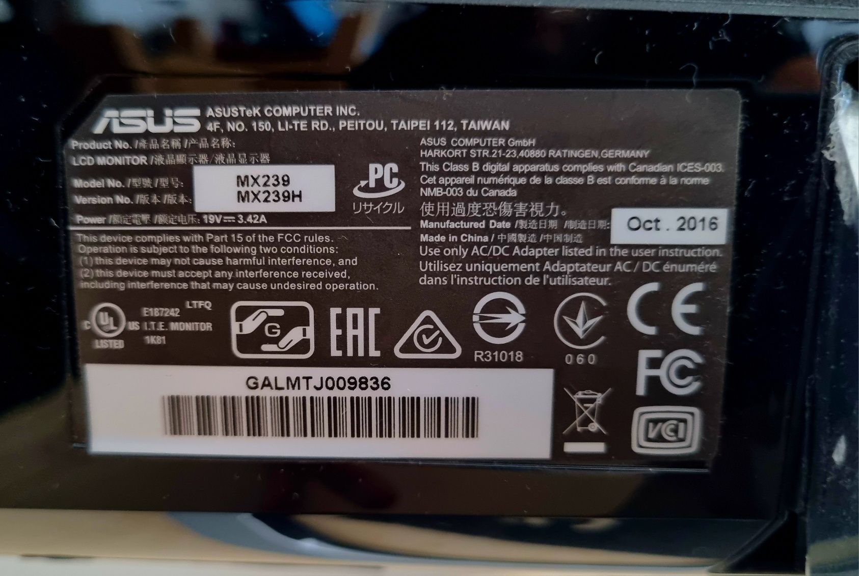 Computador desktop + Monitor Asus