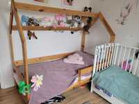 Łóżko dziecięce, sosnowe, domek z materacem 160x80cm