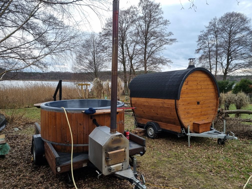 Mobilna balia z jacuzzi wynajem, ruska bania, mobilna sauna