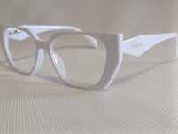 PRADA nowe biale damskie oprawki okulary zerówki zlote logo