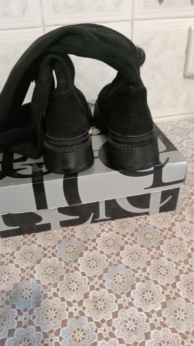 Сапоги жіночі високі єврозима натуральна замша 37 розмір