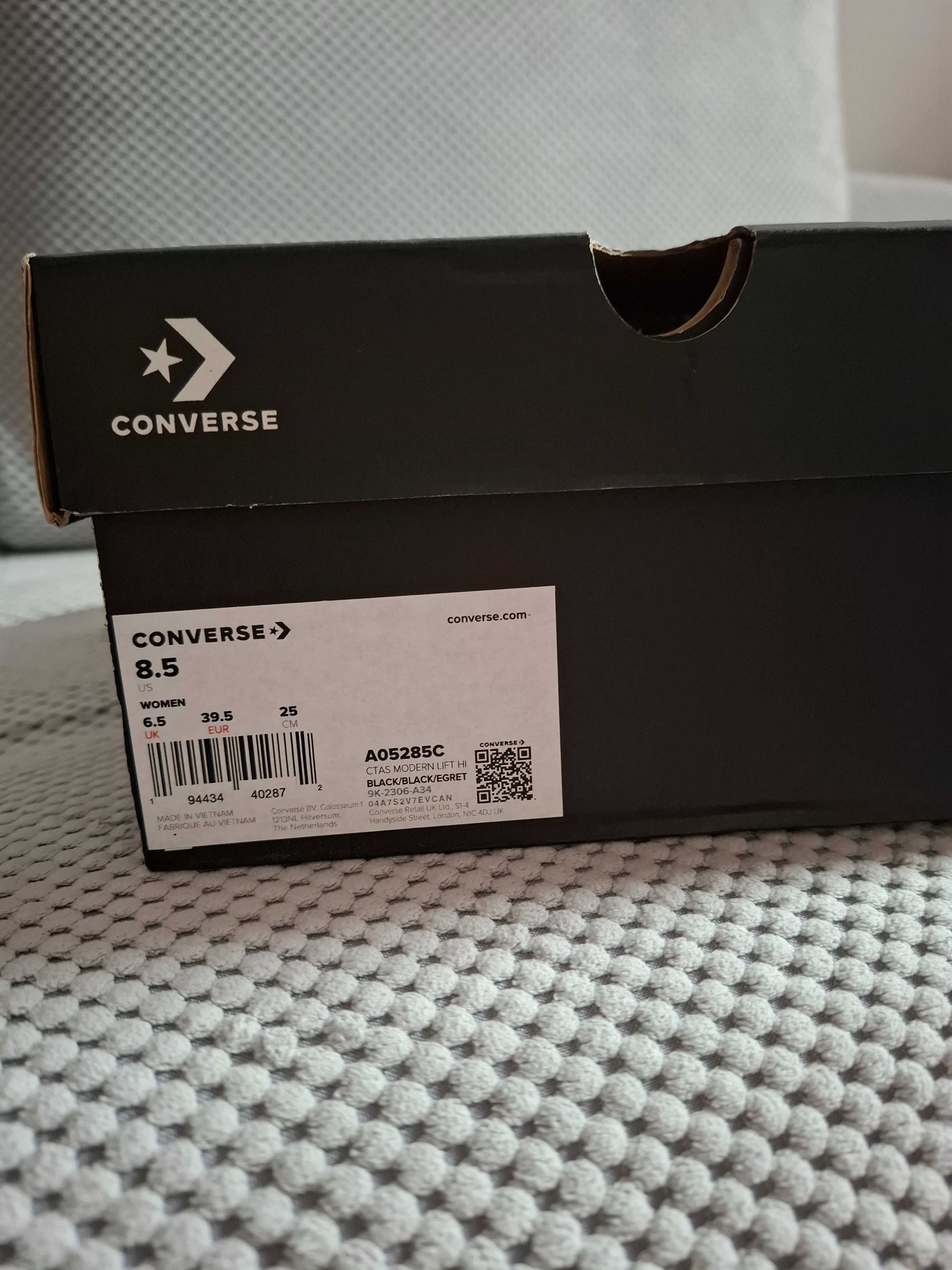 Czarne skórzane trampki Converse rozm. 39,5
