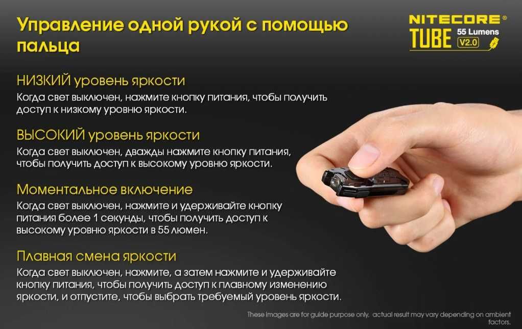 Фонарь наключник Nitecore Tube v 2.0  55лм 25м брелок подарок