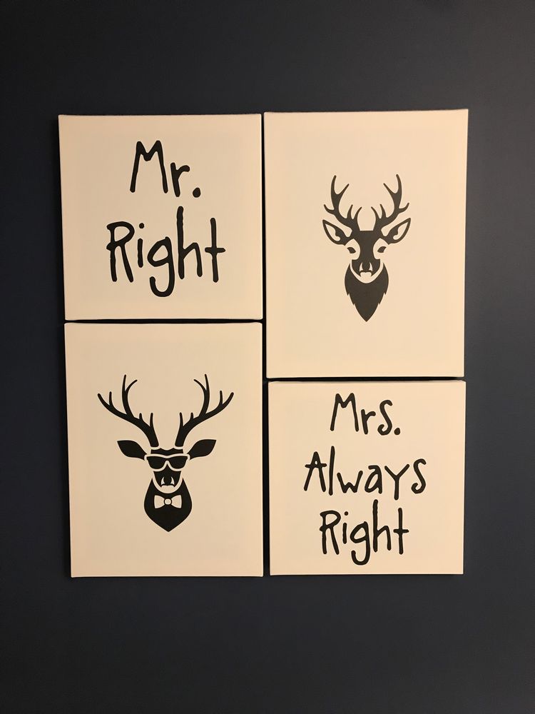 4x obrazki Mr. Right Mrs. Always Right