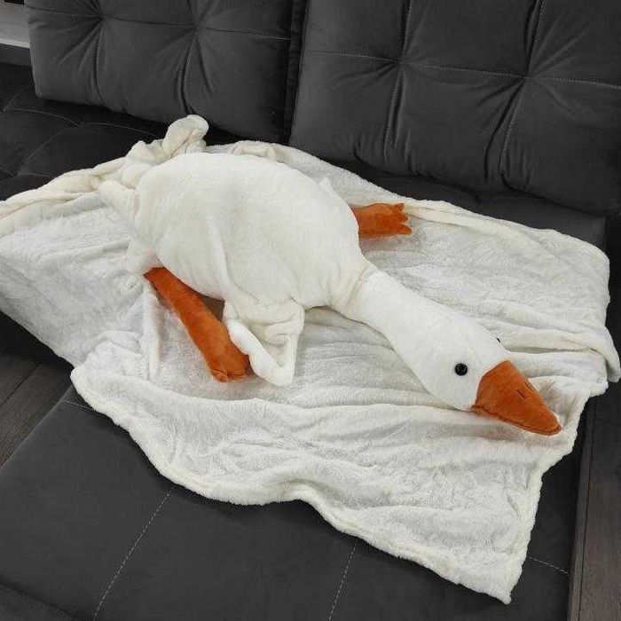 Плед-подушка игрушка гусь-обнимусь 3в1 (130см) белый