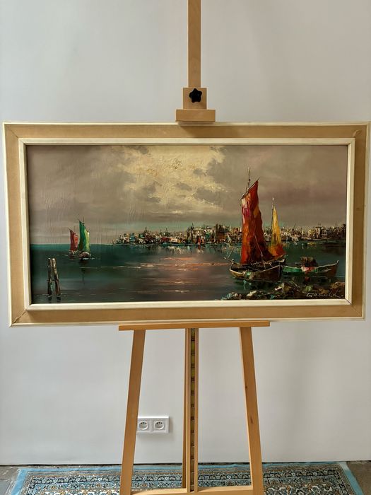 Niesamowity sygnowany Obraz olejny na płótnie Wenecja Gerold Eggert