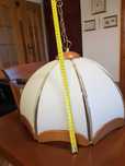 Lampa wisząca, drewno, szklo, zloty kolor, 3 zarowki