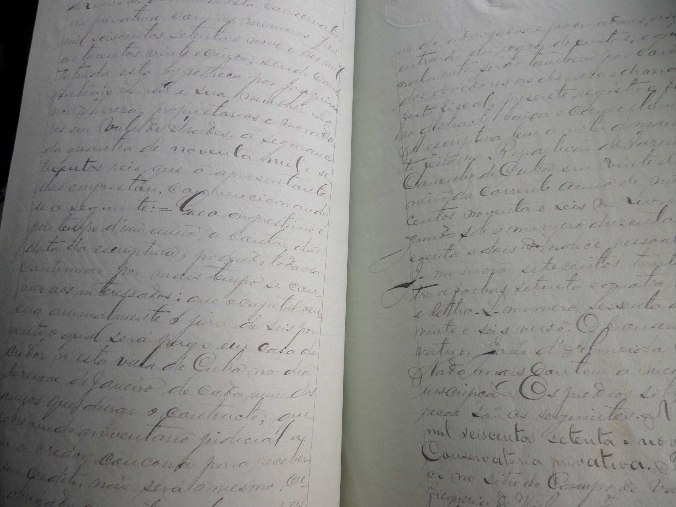 Documento Manuscrito 'Certificado' Selado , ano 1896, Marca de Água
