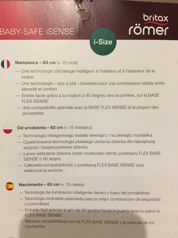 Britax Romer iSafe - nosidełko, fotelik jak nowe.
