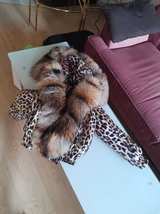 Kurtka puchowa panterka z gęstym futerkiem w stylu FLU & CLO r. S/M