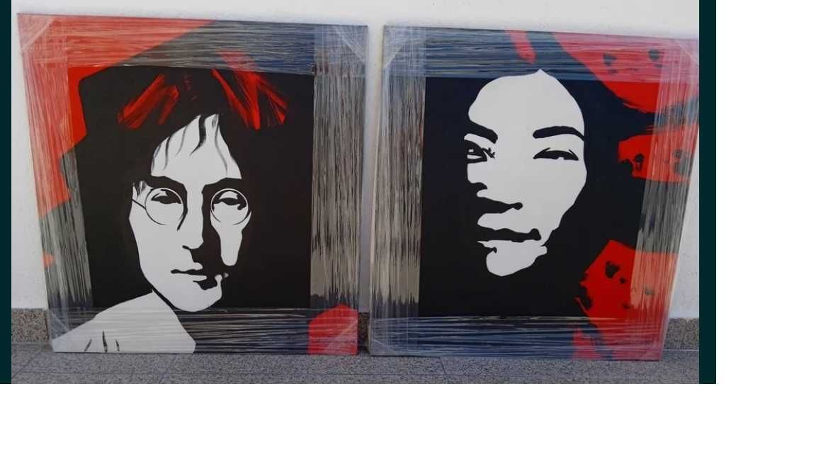 Conjunto de quadros a óleo de Yoko Ono e John Lennon