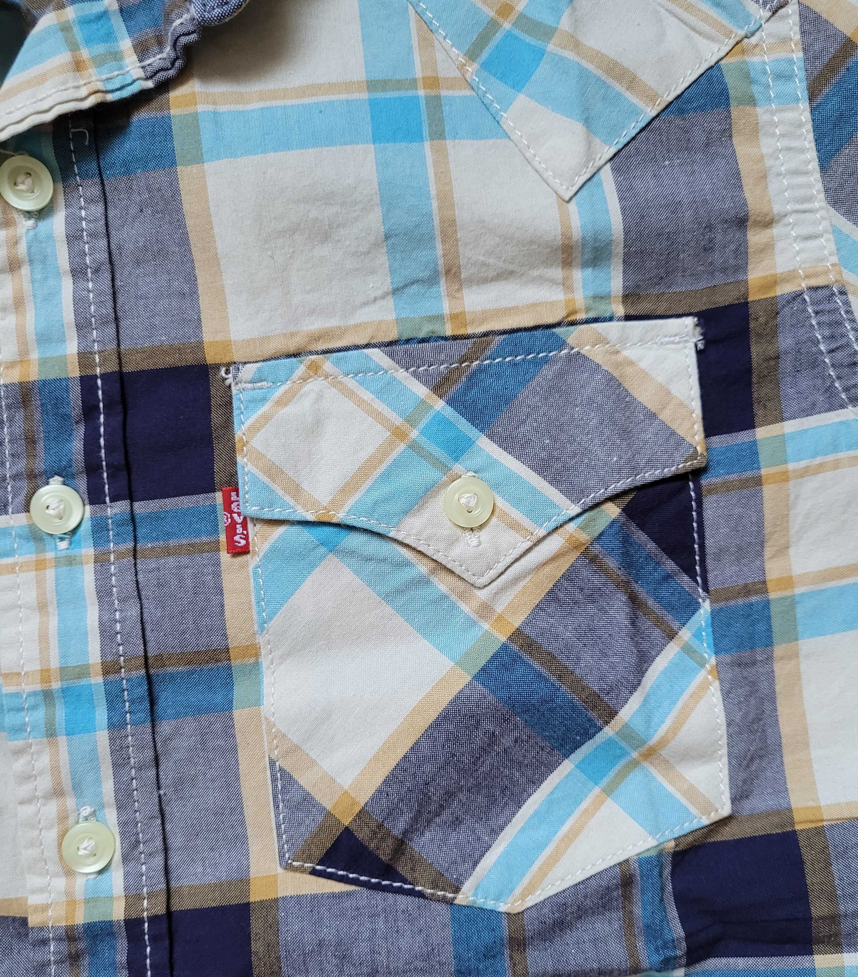 koszula krótki rękaw Levi's z kieszeniami XS slim fit w kratę bawełna