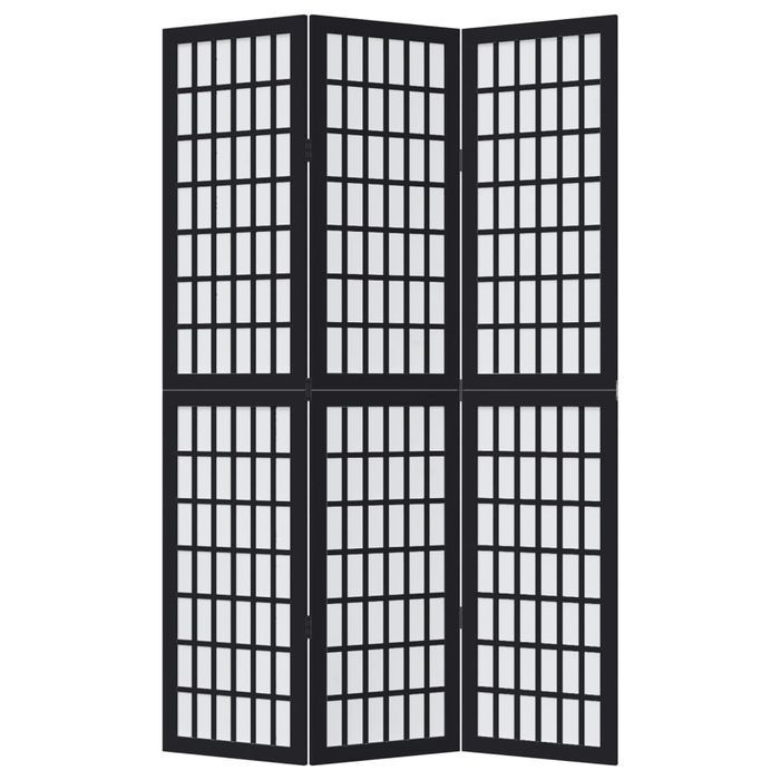 Vidaxl Parawan Pokojowy, 3-Panelowy, Czarny, Lite Drewno Paulowni
