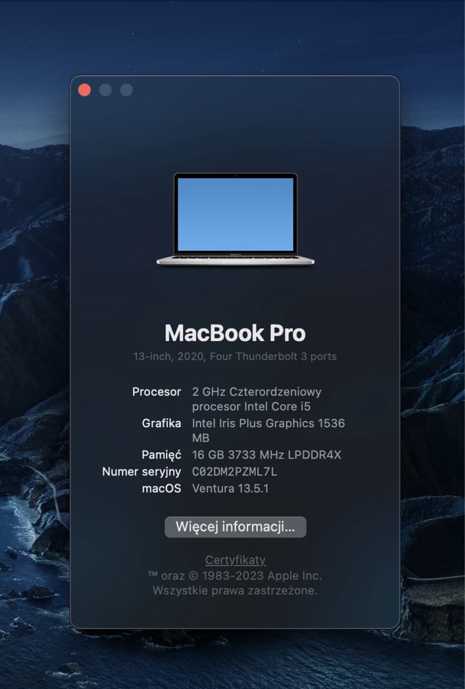 MacBook Pro 13" (2020) w Idealnym Stanie!
