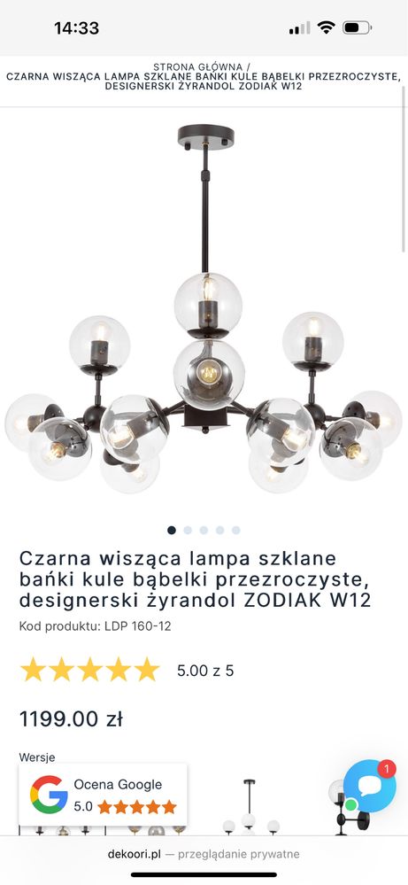 Żytrandol,lampa wisząca 12 kul szklanych