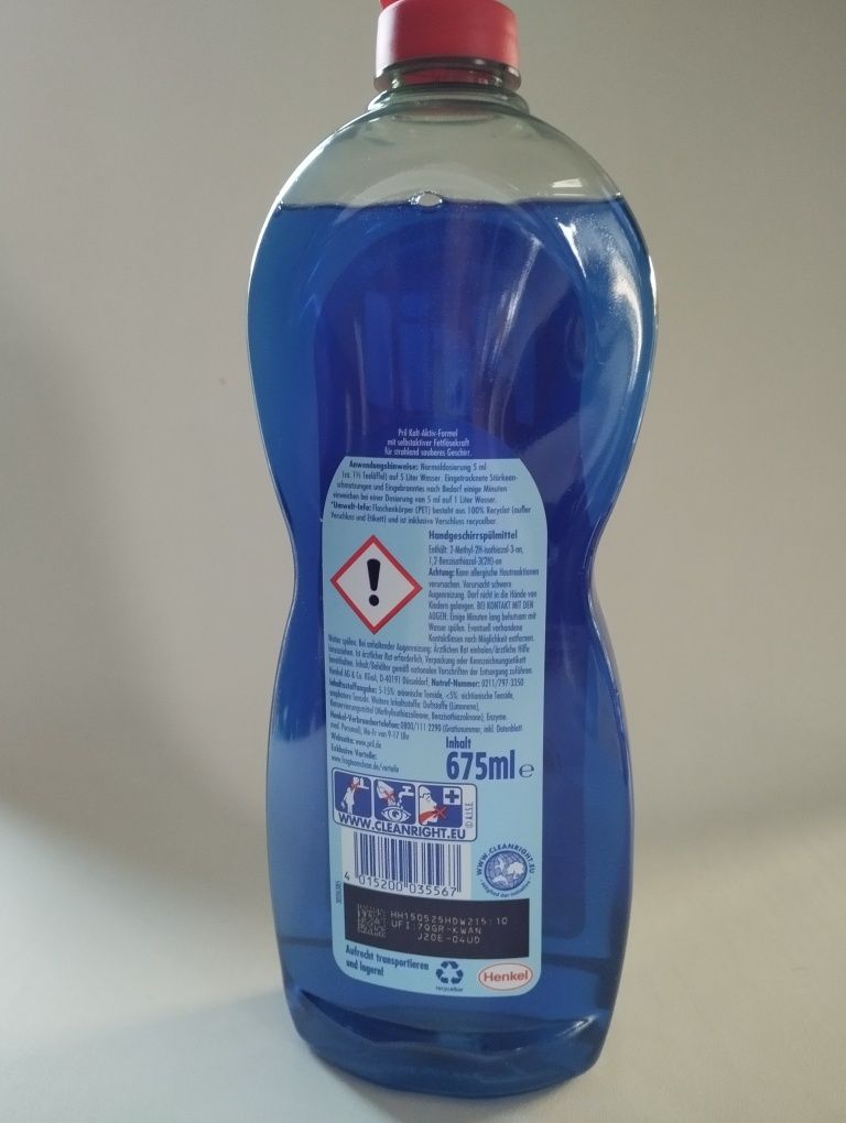 Pril płyn do naczyń 675 ml myje skutecznie w ciepłej i zimnej wodzie