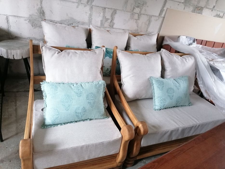 Meble ogrodowe, drewniane, zestaw, na taras, na patio